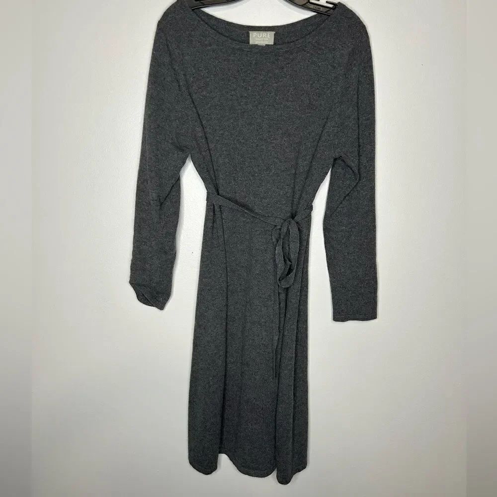Pure Collection 100% Cashmere Sweater dress with waist Tie